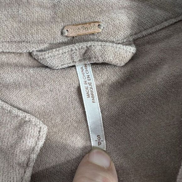 Free People Velvet Military Blazer Womens Small Pink Raw Ruffled Hem Jacket - Picture 10 of 13